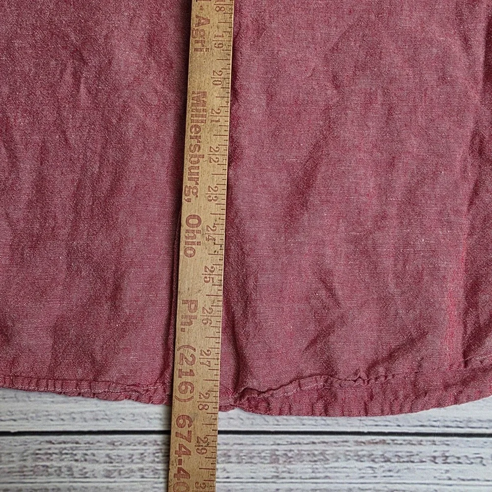 Banana Republic Shirt Mens Large Red Linen Blend Slim Fit Short Sleeve Button Up